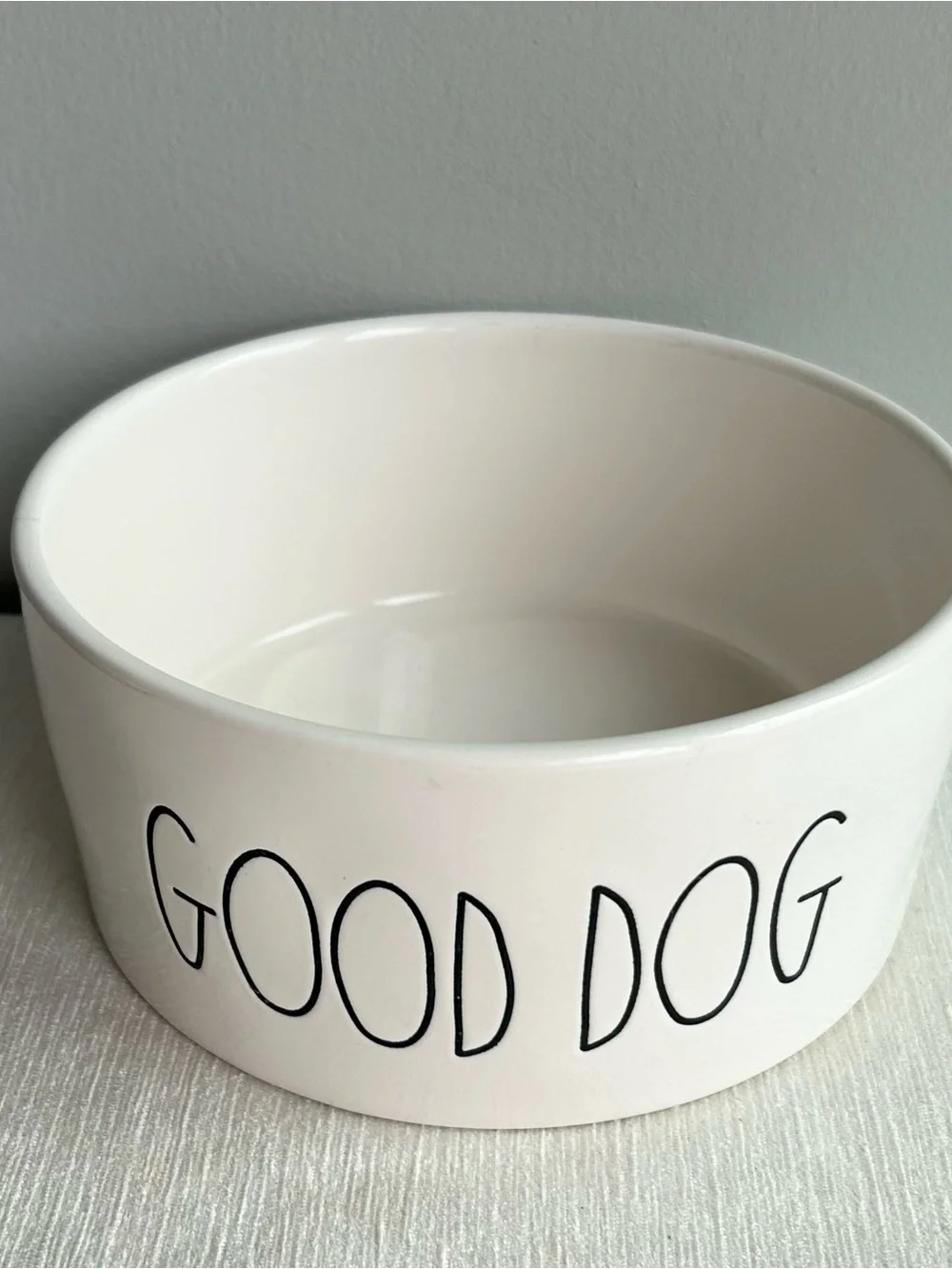 RAE DUNN white ceramic good dog food bowl